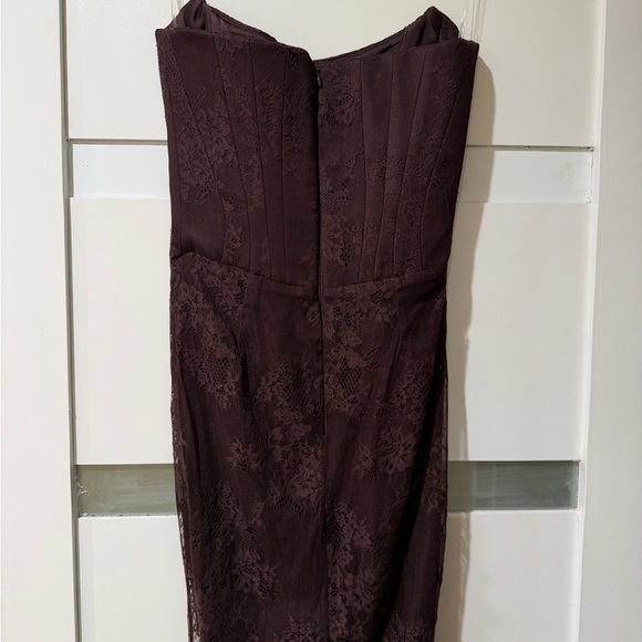 House of CB Dark Brown Lace Long Sleeve Midi Dress - Picture 10 of 11